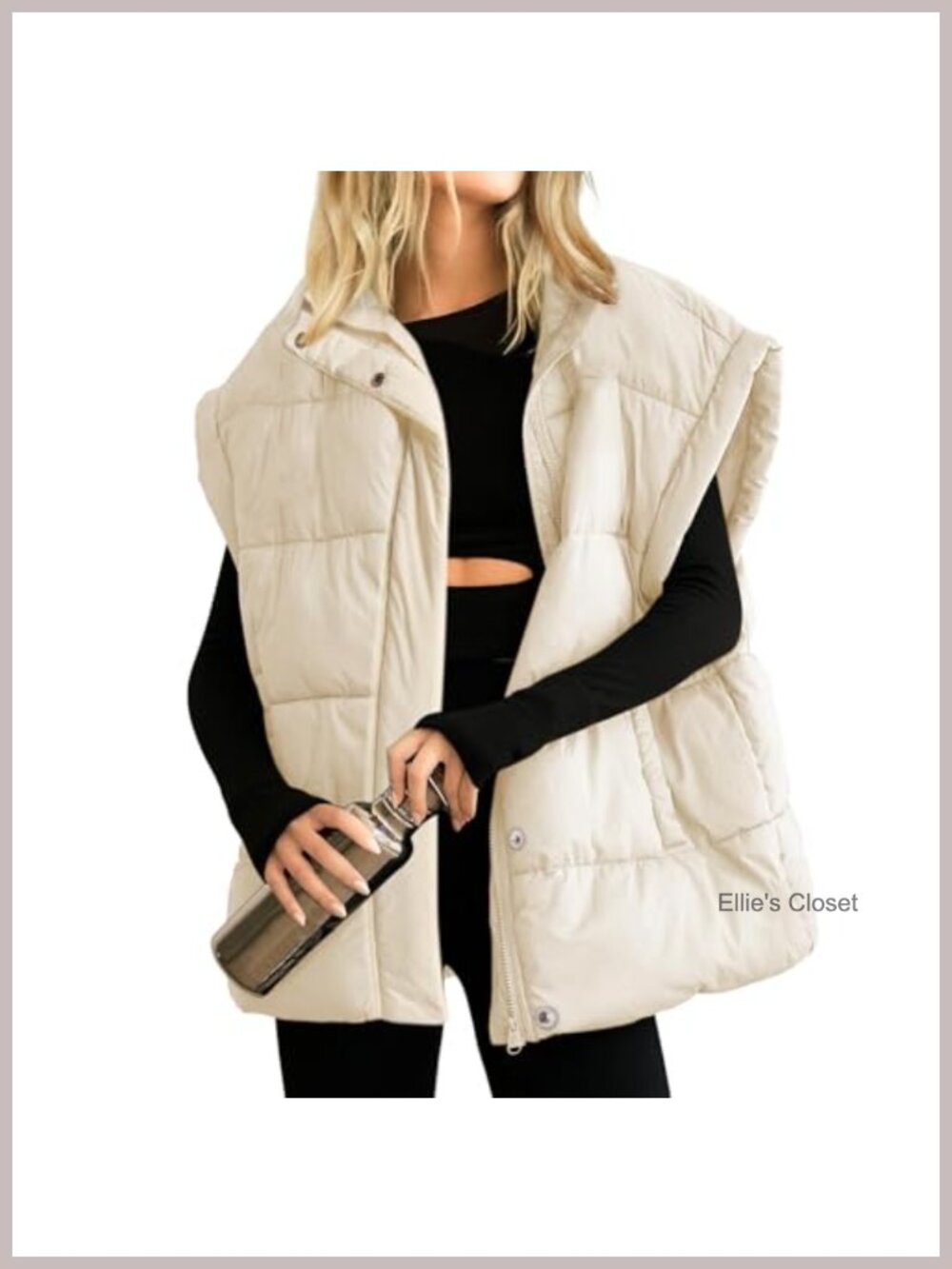 Ainangua Women's Puffer Vest Stand Collar Zip Sleeveless Lightweight Winter